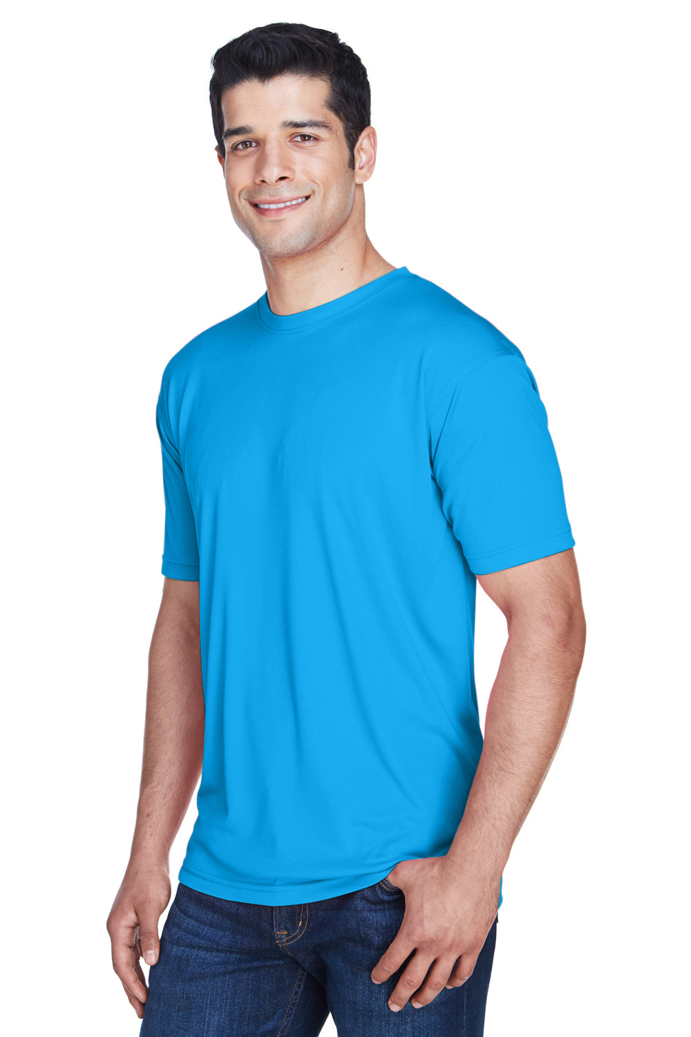 UltraClub 8420 Mens Cool & Dry Performance Moisture Wicking Short Sleeve Crewneck T-Shirt Sapphire Blue Model 3q