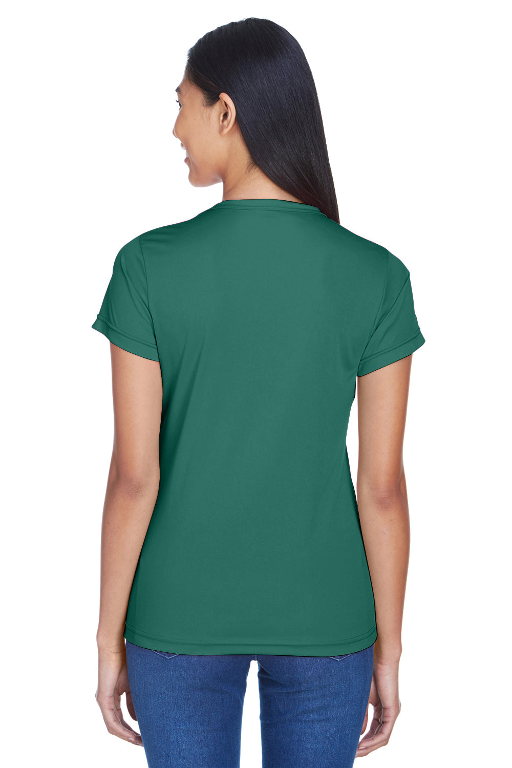 UltraClub 8420L Womens Cool & Dry Performance Moisture Wicking Short Sleeve Crewneck T-Shirt Forest Green Model Back