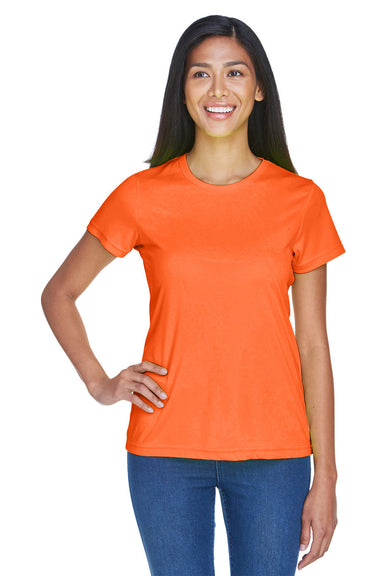 UltraClub 8420L Womens Cool & Dry Performance Moisture Wicking Short Sleeve Crewneck T-Shirt Bright Orange Model Front