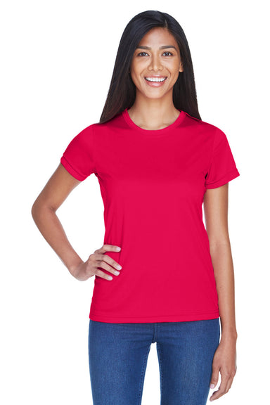 UltraClub 8420L Womens Cool & Dry Performance Moisture Wicking Short Sleeve Crewneck T-Shirt Red Model Front