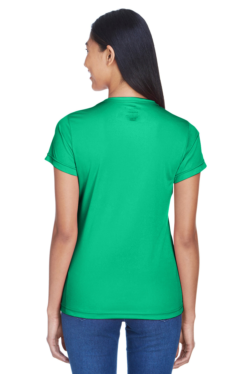 UltraClub 8420L Womens Cool & Dry Performance Moisture Wicking Short Sleeve Crewneck T-Shirt Kelly Green Model Back