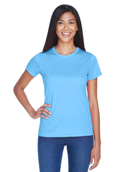 UltraClub 8420L Womens Cool & Dry Performance Moisture Wicking Short Sleeve Crewneck T-Shirt Columbia Blue Model Front