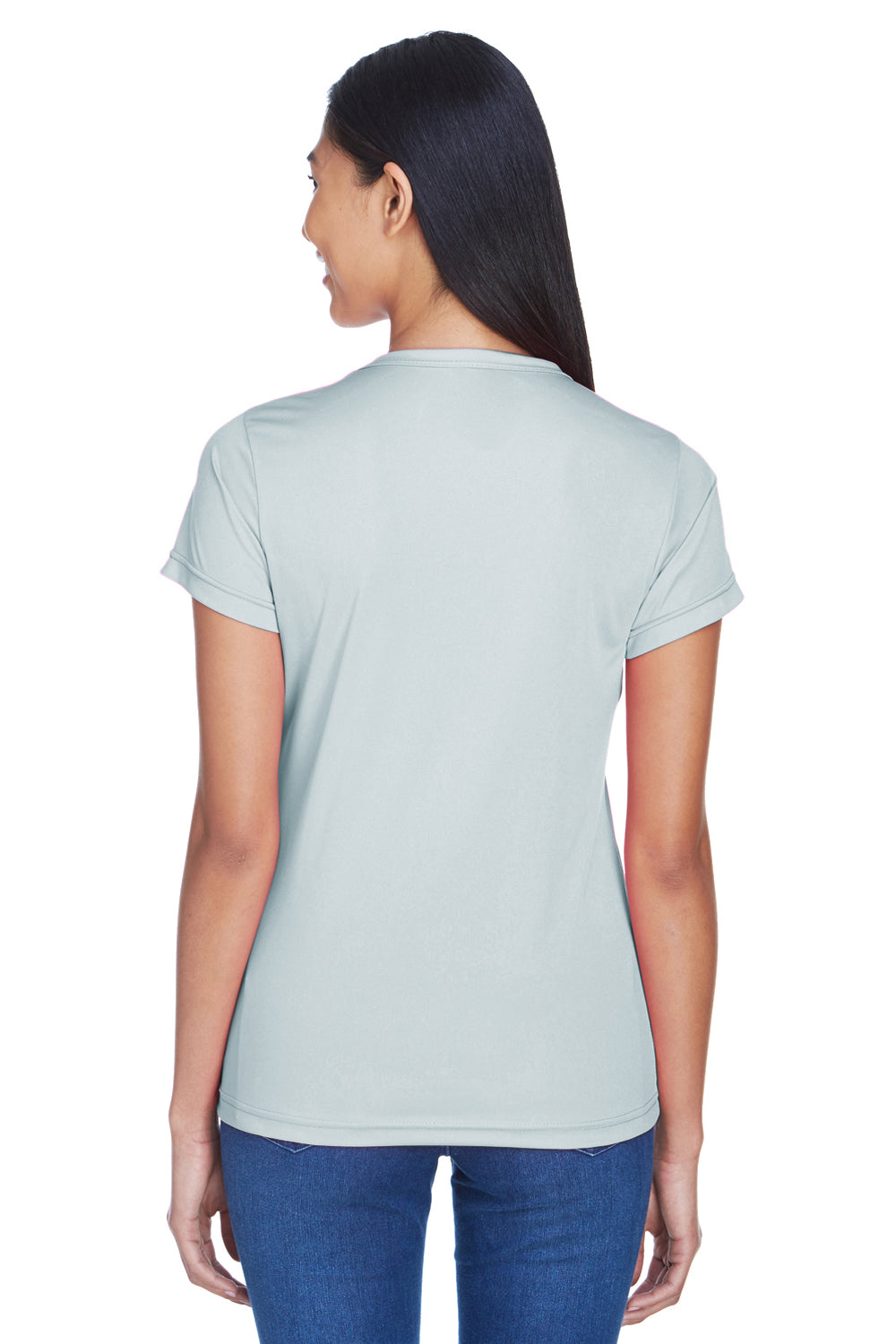 UltraClub 8420L Womens Cool & Dry Performance Moisture Wicking Short Sleeve Crewneck T-Shirt Grey Model Back