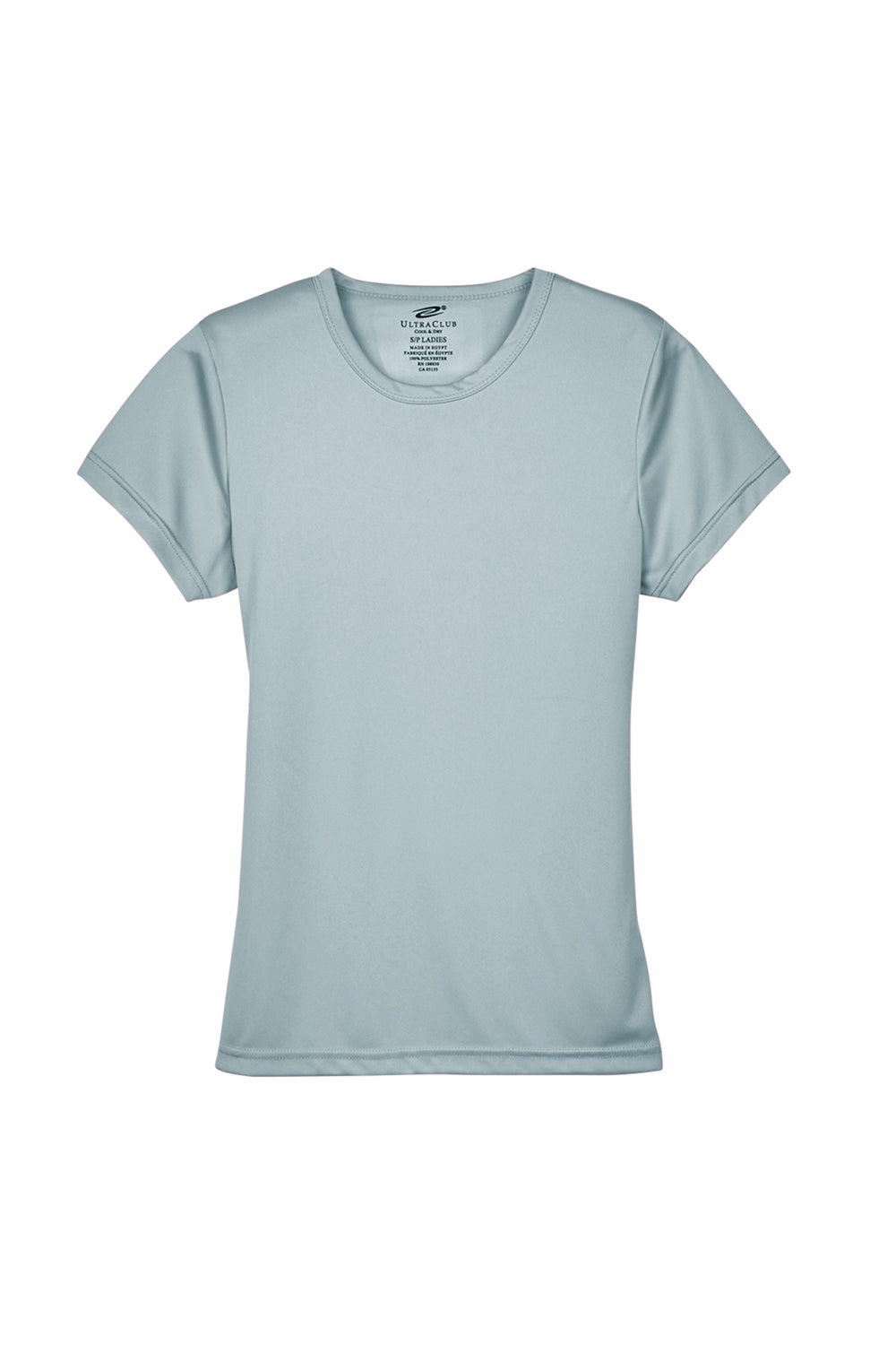 UltraClub 8420L Womens Cool & Dry Performance Moisture Wicking Short Sleeve Crewneck T-Shirt Grey Flat Front