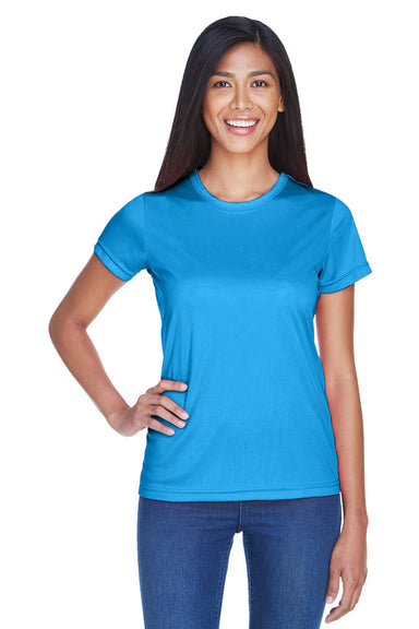 UltraClub 8420L Womens Cool & Dry Performance Moisture Wicking Short Sleeve Crewneck T-Shirt Sapphire Blue Model Front