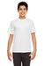 UltraClub 8420Y Youth Cool & Dry Performance Moisture Wicking Short Sleeve Crewneck T-Shirt White Model Front