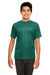 UltraClub 8420Y Youth Cool & Dry Performance Moisture Wicking Short Sleeve Crewneck T-Shirt Forest Green Model Front