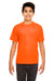 UltraClub 8420Y Youth Cool & Dry Performance Moisture Wicking Short Sleeve Crewneck T-Shirt Bright Orange Model Front