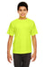 UltraClub 8420Y Youth Cool & Dry Performance Moisture Wicking Short Sleeve Crewneck T-Shirt Bright Yellow Model Front