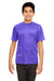 UltraClub 8420Y Youth Cool & Dry Performance Moisture Wicking Short Sleeve Crewneck T-Shirt Purple Model Front