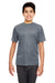 UltraClub 8420Y Youth Cool & Dry Performance Moisture Wicking Short Sleeve Crewneck T-Shirt Charcoal Grey Model Front