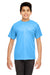 UltraClub 8420Y Youth Cool & Dry Performance Moisture Wicking Short Sleeve Crewneck T-Shirt Columbia Blue Model Front