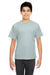 UltraClub 8420Y Youth Cool & Dry Performance Moisture Wicking Short Sleeve Crewneck T-Shirt Grey Model Front