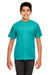 UltraClub 8420Y Youth Cool & Dry Performance Moisture Wicking Short Sleeve Crewneck T-Shirt Jade Green Model Front