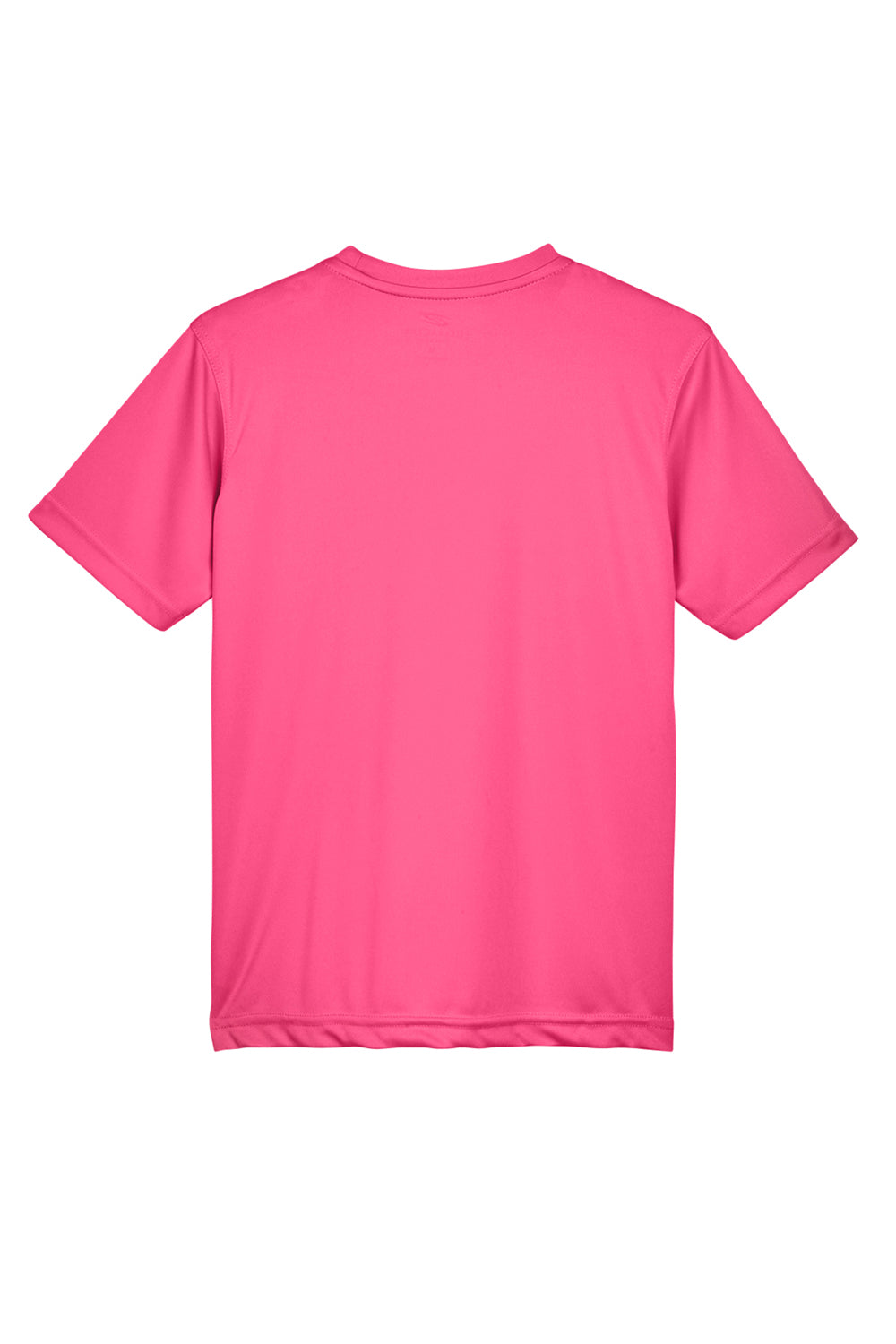 UltraClub 8420Y Youth Cool & Dry Performance Moisture Wicking Short Sleeve Crewneck T-Shirt Heliconia Pink Flat Back