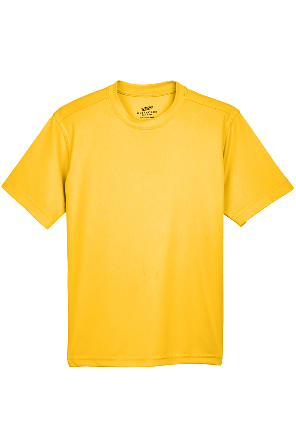 UltraClub 8420Y Youth Cool & Dry Performance Moisture Wicking Short Sleeve Crewneck T-Shirt Gold Flat Front