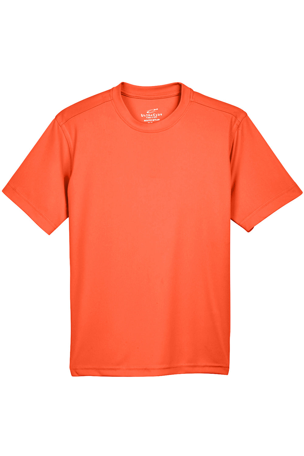 UltraClub 8420Y Youth Cool & Dry Performance Moisture Wicking Short Sleeve Crewneck T-Shirt Orange Flat Front