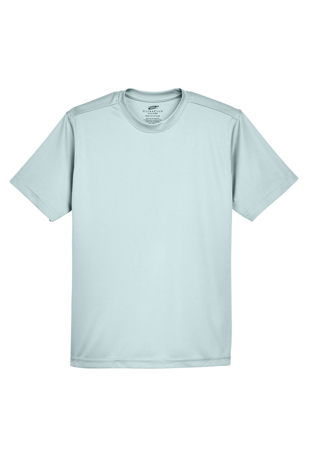 UltraClub 8420Y Youth Cool & Dry Performance Moisture Wicking Short Sleeve Crewneck T-Shirt Grey Flat Front