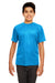 UltraClub 8420Y Youth Cool & Dry Performance Moisture Wicking Short Sleeve Crewneck T-Shirt Sapphire Blue Model Front