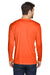 UltraClub 8422 Mens Cool & Dry Performance Moisture Wicking Long Sleeve Crewneck T-Shirt Bright Orange Model Back