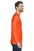 UltraClub 8422 Mens Cool & Dry Performance Moisture Wicking Long Sleeve Crewneck T-Shirt Bright Orange Model Side