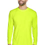 UltraClub Mens Cool & Dry Performance Moisture Wicking Long Sleeve Crewneck T-Shirt - Bright Yellow