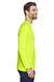 UltraClub 8422 Mens Cool & Dry Performance Moisture Wicking Long Sleeve Crewneck T-Shirt Bright Yellow Model Side