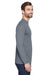 UltraClub 8422 Mens Cool & Dry Performance Moisture Wicking Long Sleeve Crewneck T-Shirt Charcoal Grey Model Side