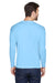 UltraClub 8422 Mens Cool & Dry Performance Moisture Wicking Long Sleeve Crewneck T-Shirt Columbia Blue Model Back