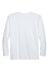 UltraClub 8422 Mens Cool & Dry Performance Moisture Wicking Long Sleeve Crewneck T-Shirt White Flat Back