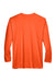 UltraClub 8422 Mens Cool & Dry Performance Moisture Wicking Long Sleeve Crewneck T-Shirt Bright Orange Flat Back