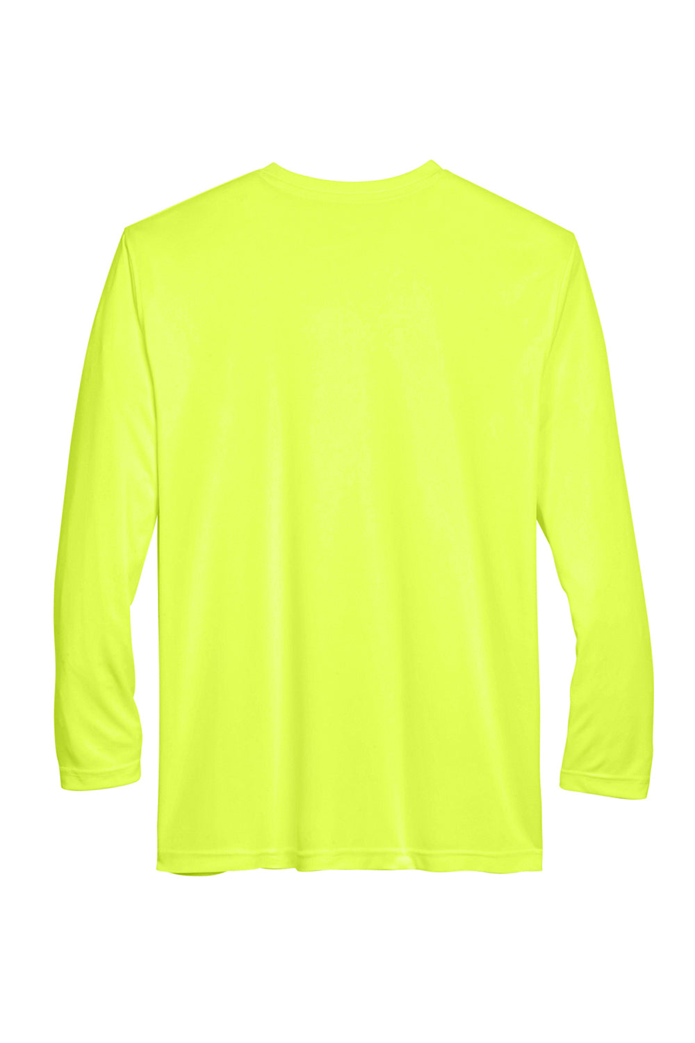 UltraClub 8422 Mens Cool & Dry Performance Moisture Wicking Long Sleeve Crewneck T-Shirt Bright Yellow Flat Back