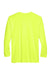 UltraClub 8422 Mens Cool & Dry Performance Moisture Wicking Long Sleeve Crewneck T-Shirt Bright Yellow Flat Back