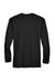 UltraClub 8422 Mens Cool & Dry Performance Moisture Wicking Long Sleeve Crewneck T-Shirt Black Flat Back