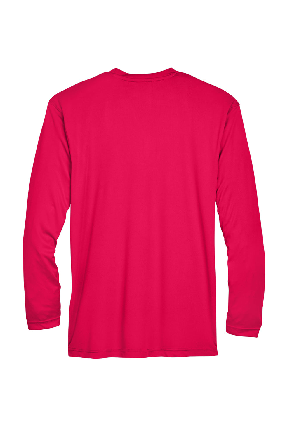 UltraClub 8422 Mens Cool & Dry Performance Moisture Wicking Long Sleeve Crewneck T-Shirt Red Flat Back