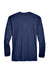 UltraClub 8422 Mens Cool & Dry Performance Moisture Wicking Long Sleeve Crewneck T-Shirt Navy Blue Flat Back