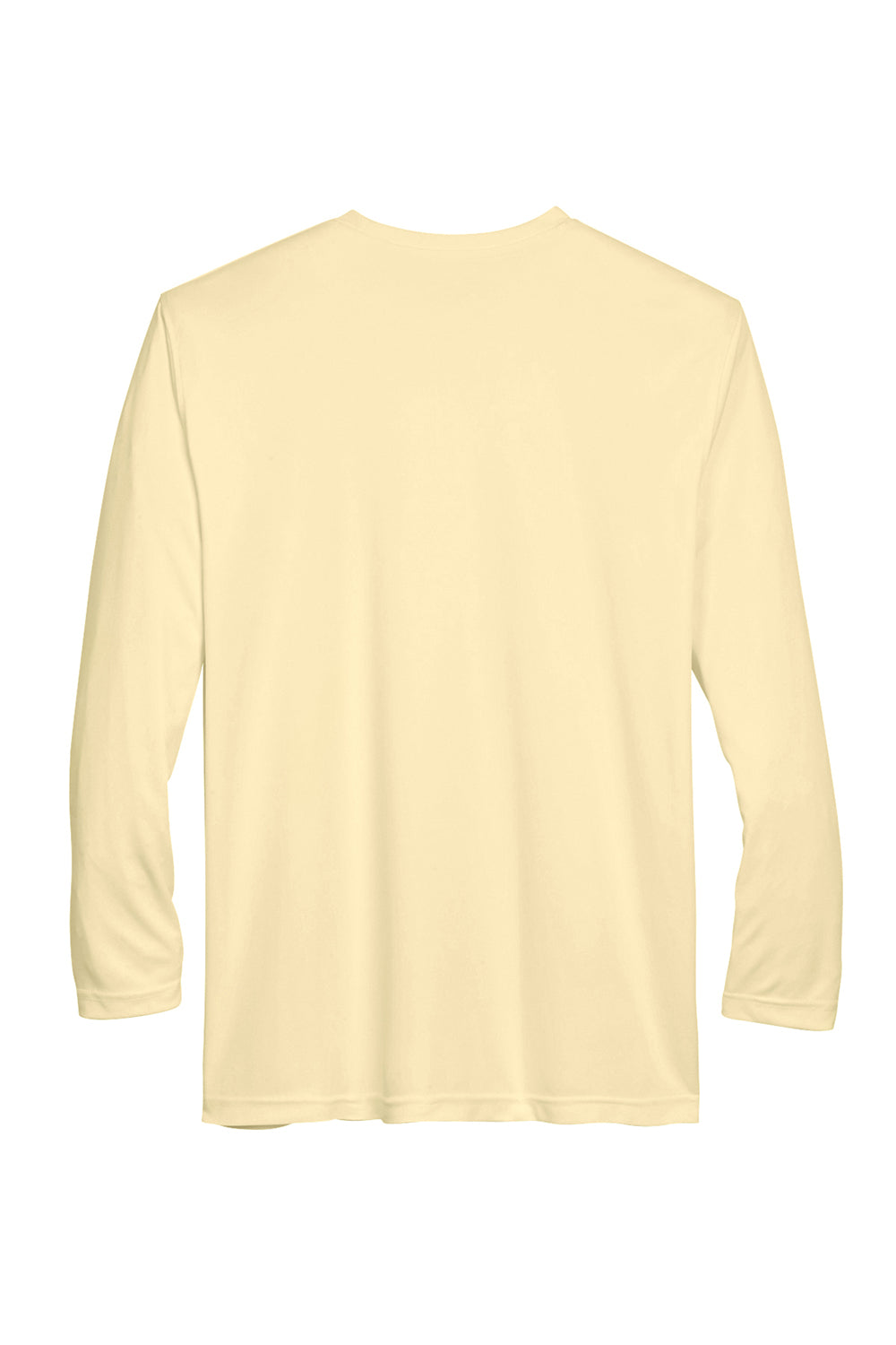 UltraClub 8422 Mens Cool & Dry Performance Moisture Wicking Long Sleeve Crewneck T-Shirt Butter Yellow Flat Back