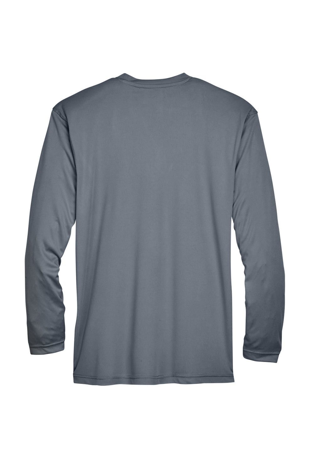 UltraClub 8422 Mens Cool & Dry Performance Moisture Wicking Long Sleeve Crewneck T-Shirt Charcoal Grey Flat Back