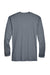 UltraClub 8422 Mens Cool & Dry Performance Moisture Wicking Long Sleeve Crewneck T-Shirt Charcoal Grey Flat Back