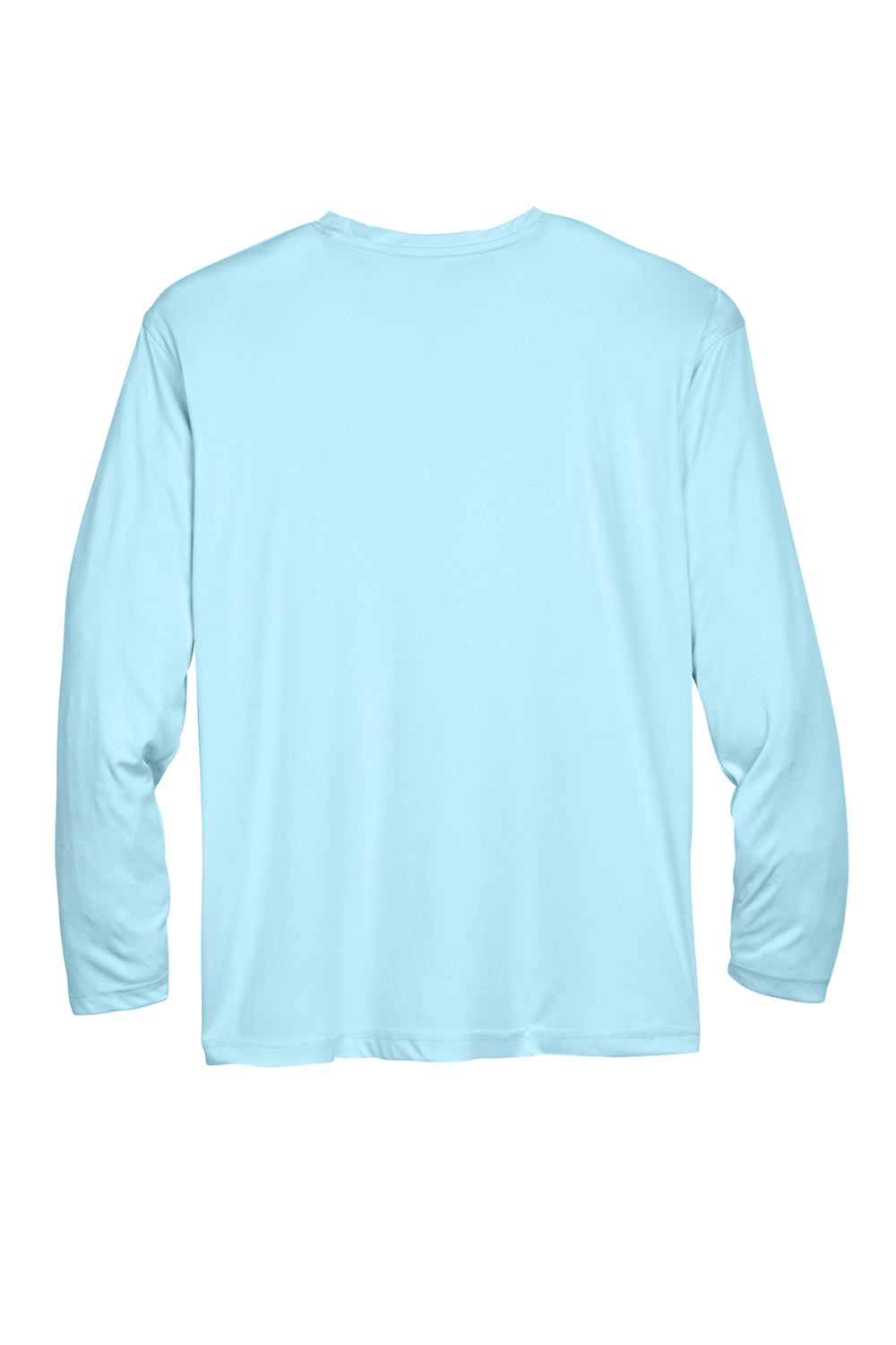 UltraClub 8422 Mens Cool & Dry Performance Moisture Wicking Long Sleeve Crewneck T-Shirt Ice Blue Flat Back