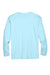 UltraClub 8422 Mens Cool & Dry Performance Moisture Wicking Long Sleeve Crewneck T-Shirt Ice Blue Flat Back