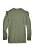 UltraClub 8422 Mens Cool & Dry Performance Moisture Wicking Long Sleeve Crewneck T-Shirt Military Green Flat Back