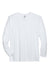 UltraClub 8422 Mens Cool & Dry Performance Moisture Wicking Long Sleeve Crewneck T-Shirt White Flat Front