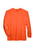 UltraClub 8422 Mens Cool & Dry Performance Moisture Wicking Long Sleeve Crewneck T-Shirt Bright Orange Flat Front