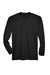 UltraClub 8422 Mens Cool & Dry Performance Moisture Wicking Long Sleeve Crewneck T-Shirt Black Flat Front