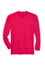 UltraClub 8422 Mens Cool & Dry Performance Moisture Wicking Long Sleeve Crewneck T-Shirt Red Flat Front