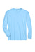 UltraClub 8422 Mens Cool & Dry Performance Moisture Wicking Long Sleeve Crewneck T-Shirt Columbia Blue Flat Front