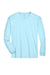 UltraClub 8422 Mens Cool & Dry Performance Moisture Wicking Long Sleeve Crewneck T-Shirt Ice Blue Flat Front