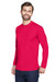 UltraClub 8422 Mens Cool & Dry Performance Moisture Wicking Long Sleeve Crewneck T-Shirt Red Model 3q