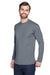 UltraClub 8422 Mens Cool & Dry Performance Moisture Wicking Long Sleeve Crewneck T-Shirt Charcoal Grey Model 3q